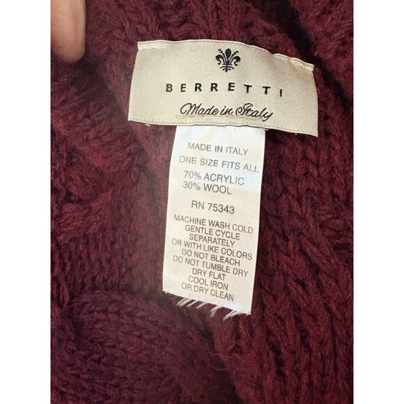 Berretti Italy women's Sweater cap shawl Deep red burgundy One Size - Picture 5 of 5